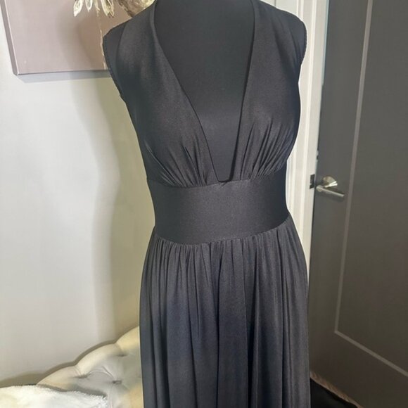 NWT Sexy Black Evening Gown with Slit Bridesmaid Dress Wedding Guest Plus Size - Picture 2 of 4